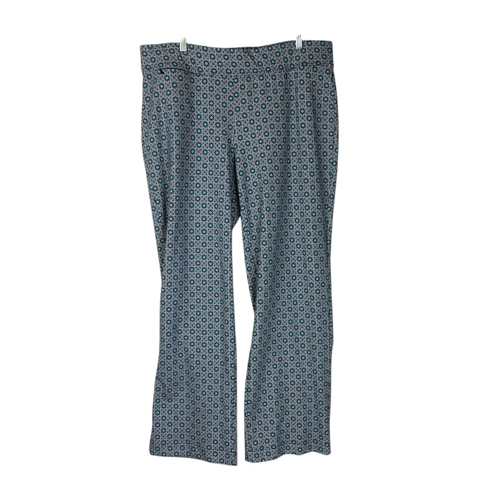 Lands' End Womens Starfish Straight Leg Pull On Pants Size XL Geometric Blue